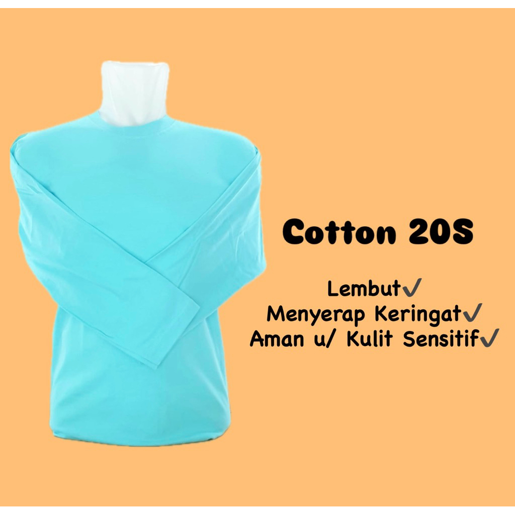 Kaos Panjang Biru Muda - Kaos Lengan Panjang - Oblong Panjang - Kaos katun - Kaos Premium - Kaos Cus