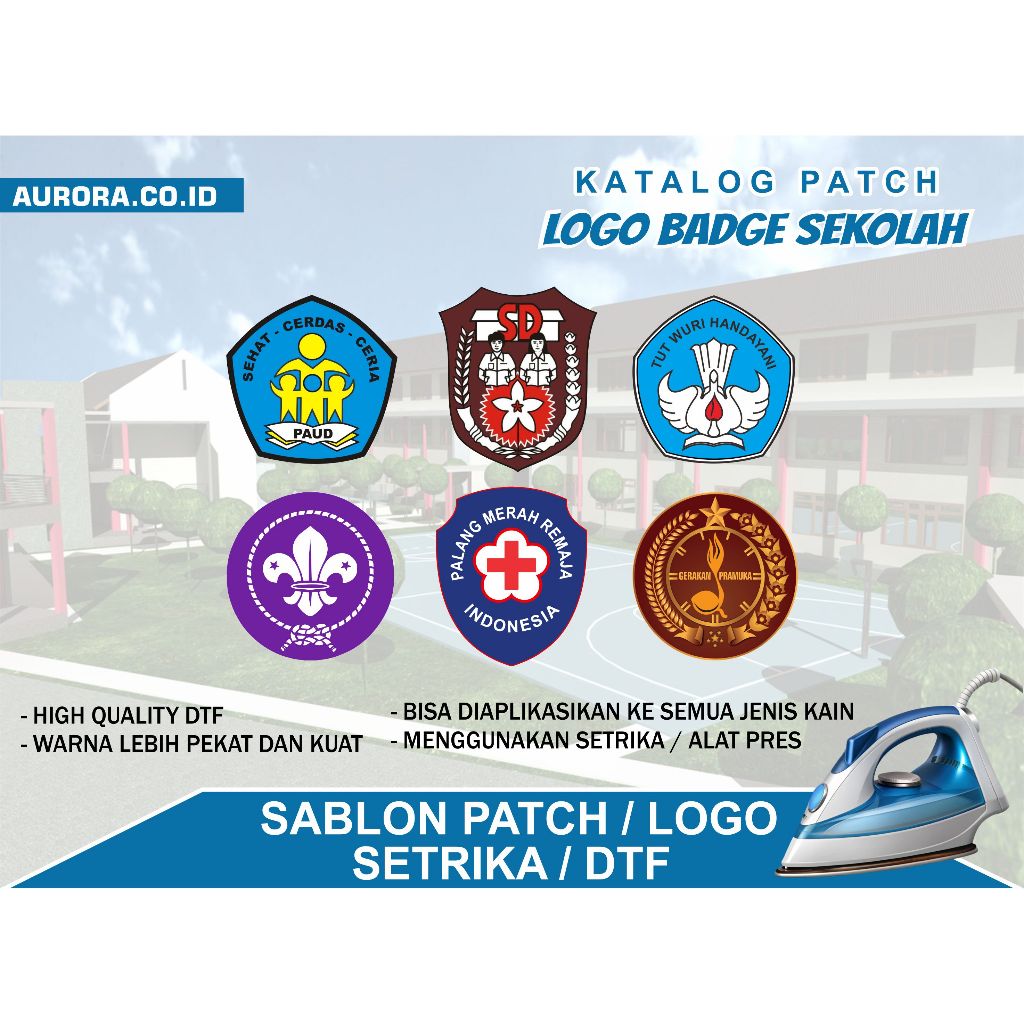 DTF logo atribut sekolah / logo sablon setrika satuan / logo bet sekolah