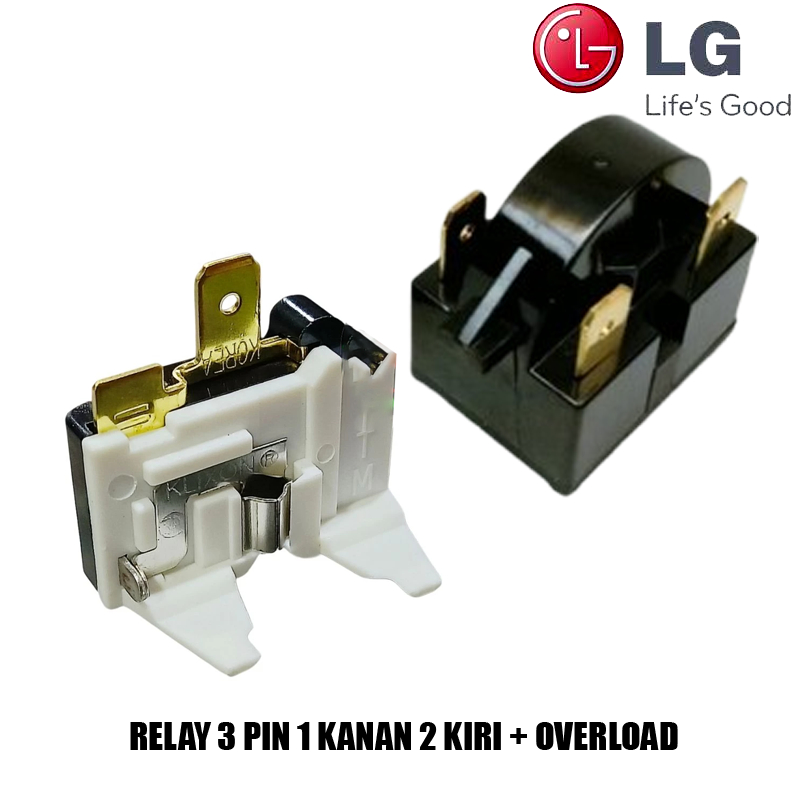 RELAY PTC 3 PIN  1 KANAN 2  KIRI  + OVERLOAD KULKAS LG 1 PINTU  2 PINTU
