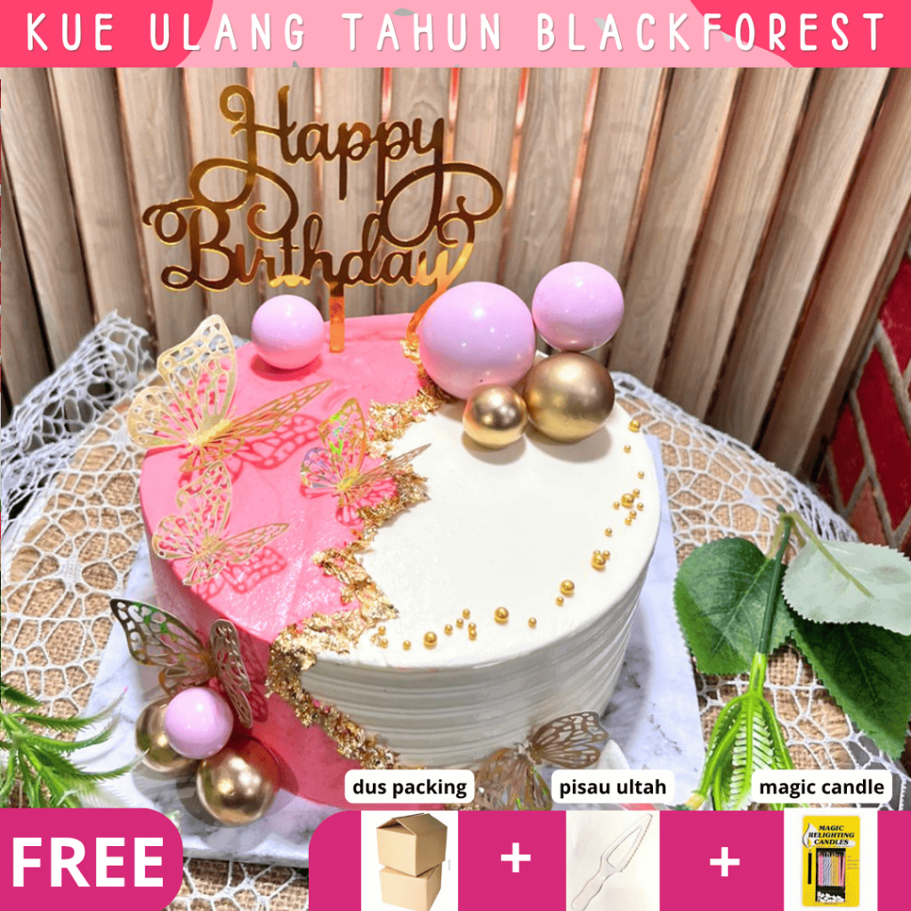 Korean Cake Birthday Aesthetic /Kue Ulang Tahun Bekasi /Birthday Cake/Kue Ultah/Kupu Kupu