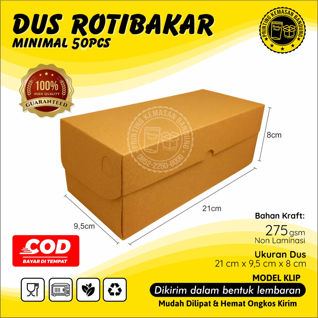 Dus Roti Bakar Bandung Non Laminasi Box Kraft 275gsm Kotak Kue Brownies Donat Bomboloni