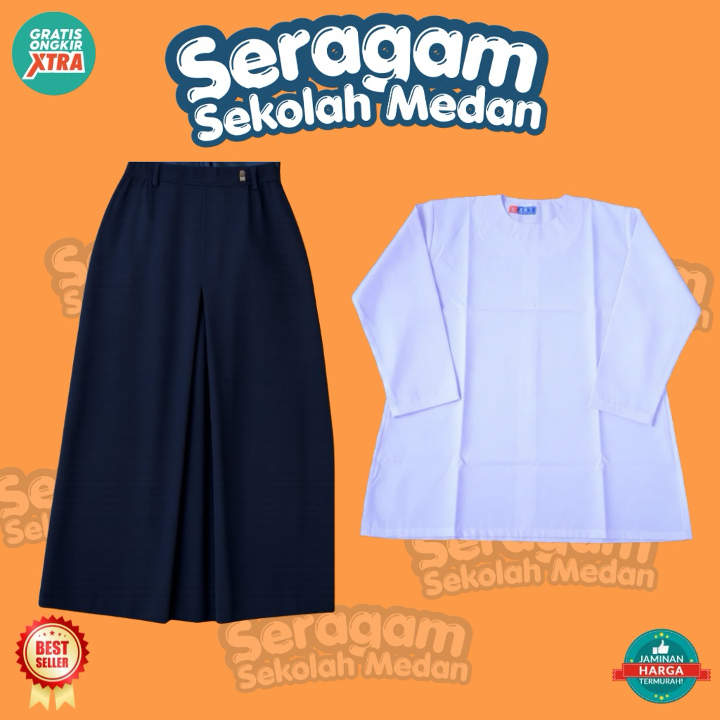 BAJU KURUNG PUTIH SMP SEKOLAH SETELAN KURUNG SMP PUTIH CEWEK SERAGAM SMA KURUNG PUTIH BIRU PEREMPUAN
