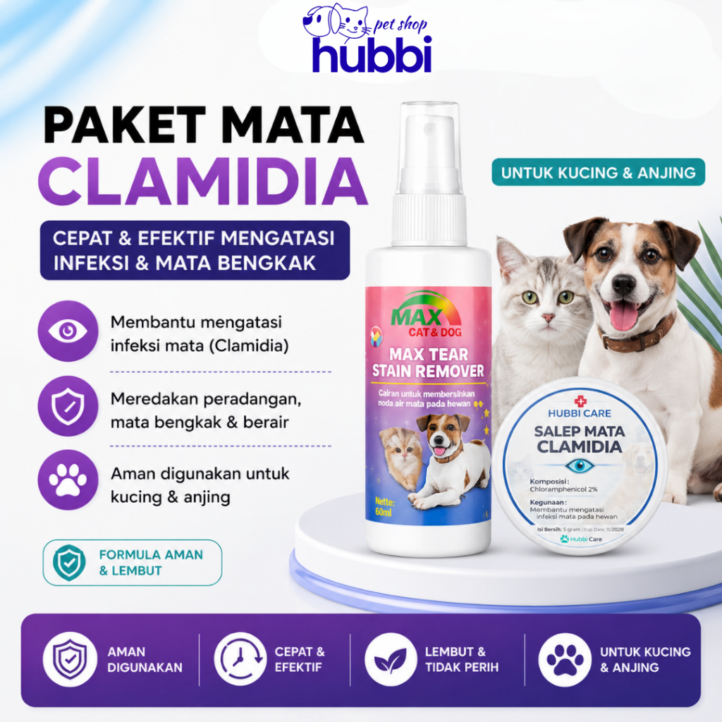 Paket Obat Clamidia Kucing Cat - Salep Mata Kucing Clamidia & Pembersih Mata Kucing