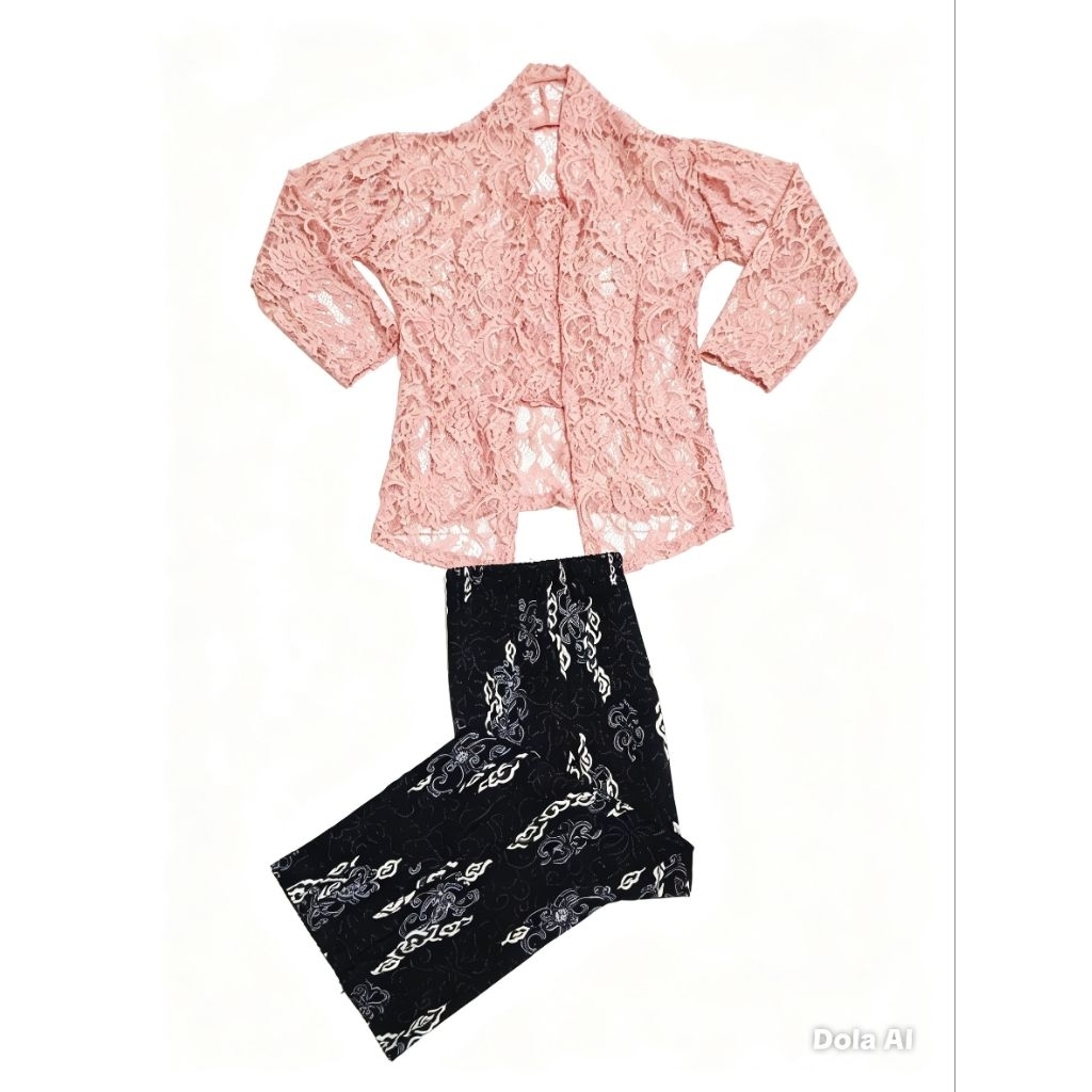 Satu set kebaya anak umur 6-11 tahun | Warna Peach | Kebaya Preloved