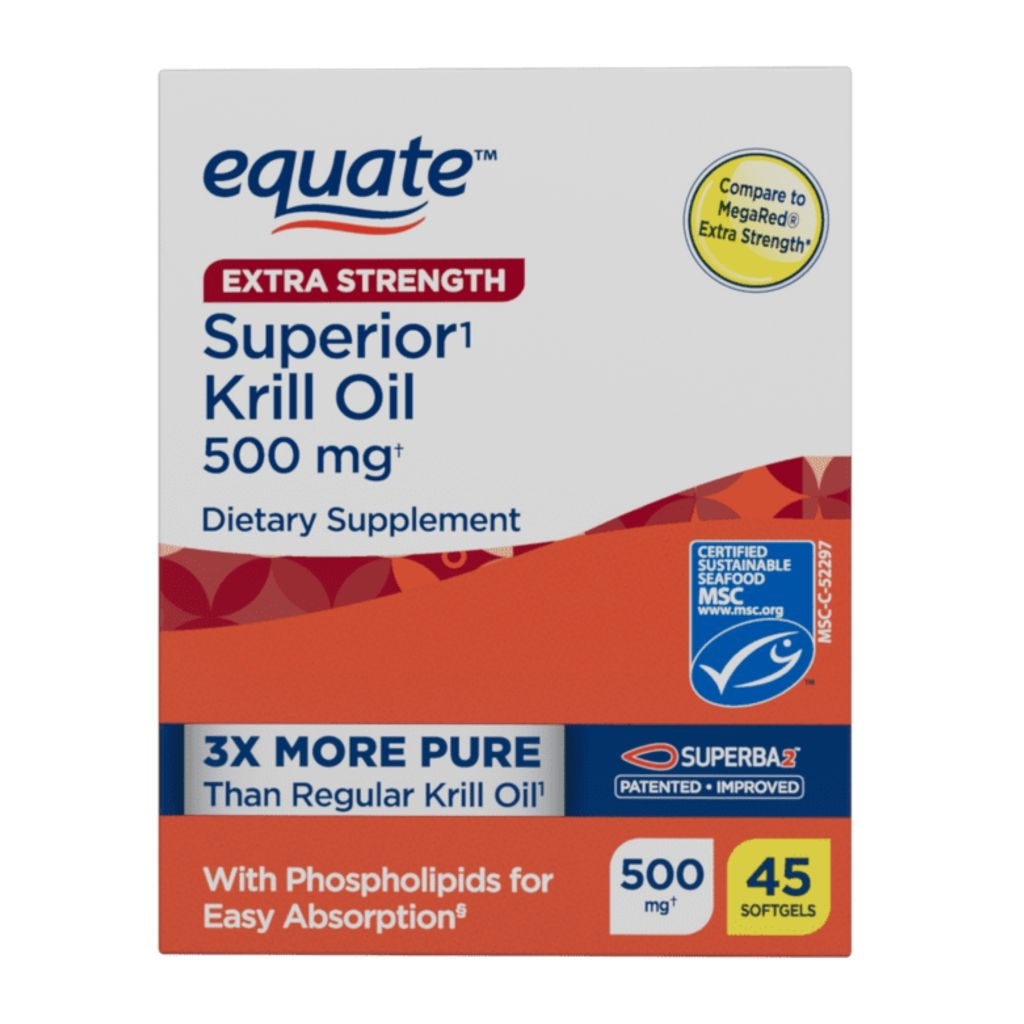 Equate Extra Strength Krill Oil Dietary Supplement, 500 mg, 45 Count, Compare to MegaRed Extra Stren