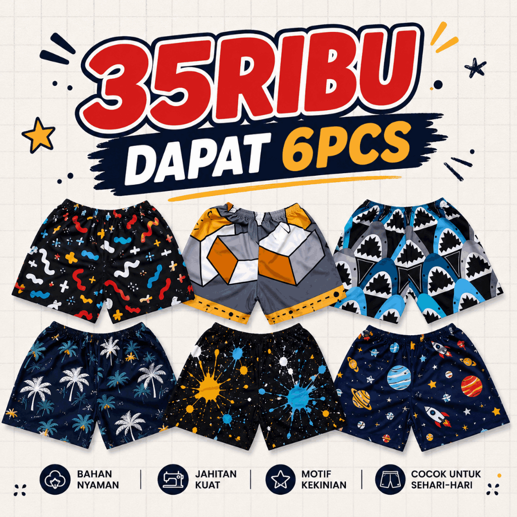GROSIR TERMURAH Celana Pendek Boxer Pria 05 | Boxer Pria Wanita | Boxer Pantai | Celana Maternal | M