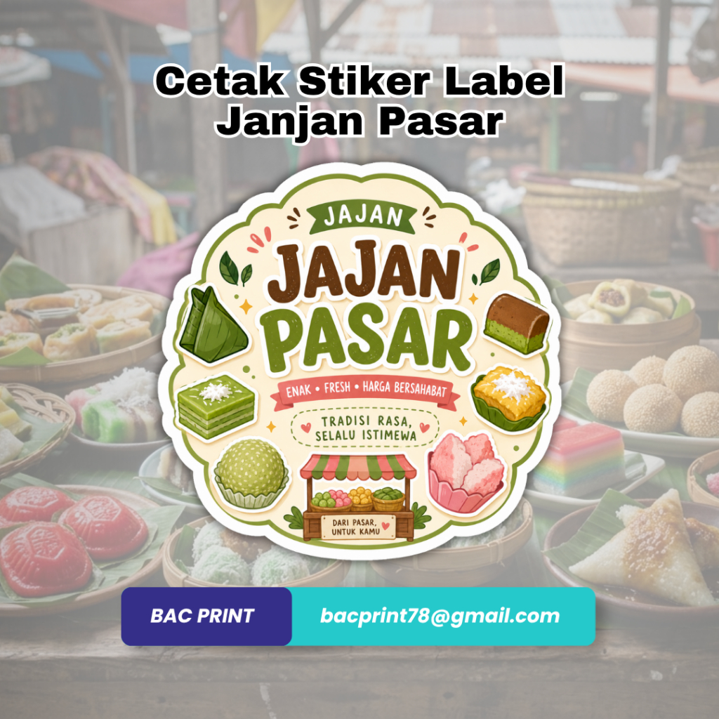 Cetak stiker label jajan pasar murah I kue basah I kue kering I tinggal tempel sudah potongan I glos