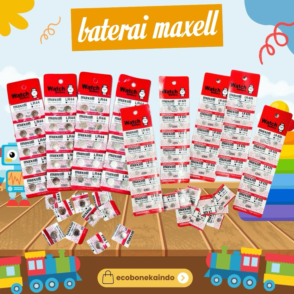 BATRE MAXELL KANCING BATERAI LR 626/377/1,5V BATTERY AG13 SR LR 44 LR44 L1154F GROSIR JAM TANGAN KAL