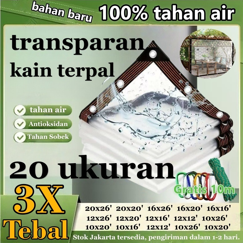 3X Tebal 6x8m Film tahan air transparan, terpal, kanvas, kain minyak, sangat fleksibel, film transpa