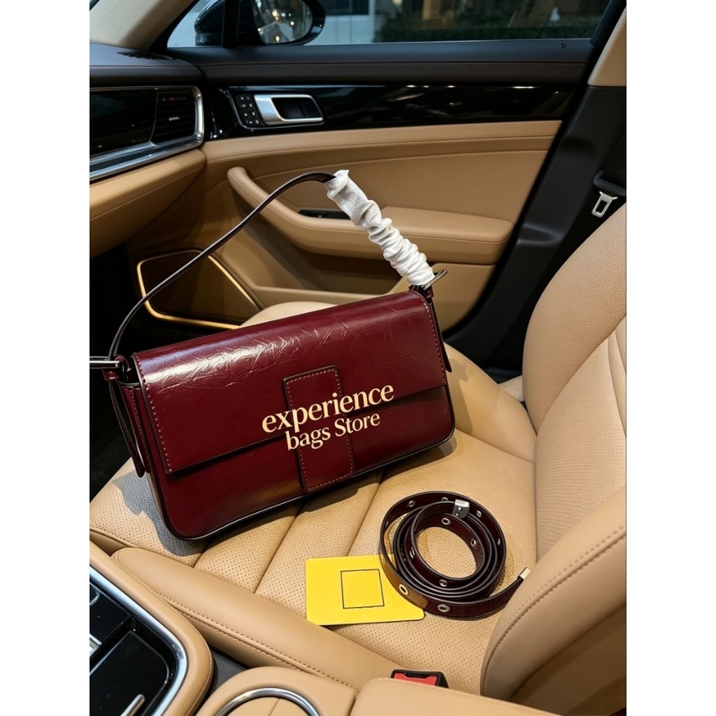 Experience Bags Store - Tas Selempang Full leather  Merah Marun Warna Kulit Premium Lengkap Tali Pan
