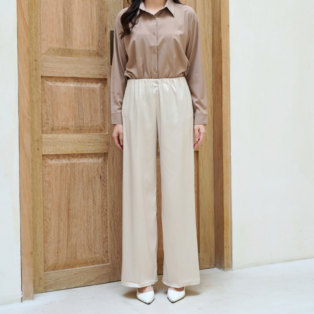 SONIA - Jenn Silk Satin Pants Premium | Flare satin pants | celana kulot satin wanita