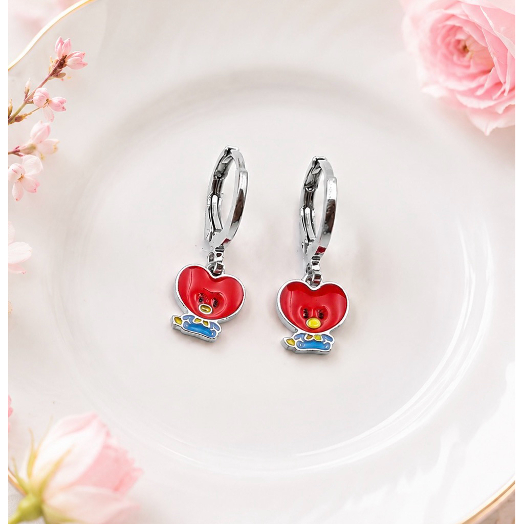 Anting Anak Perempuan Titanium Tata BT21 Lapis Emas BTS