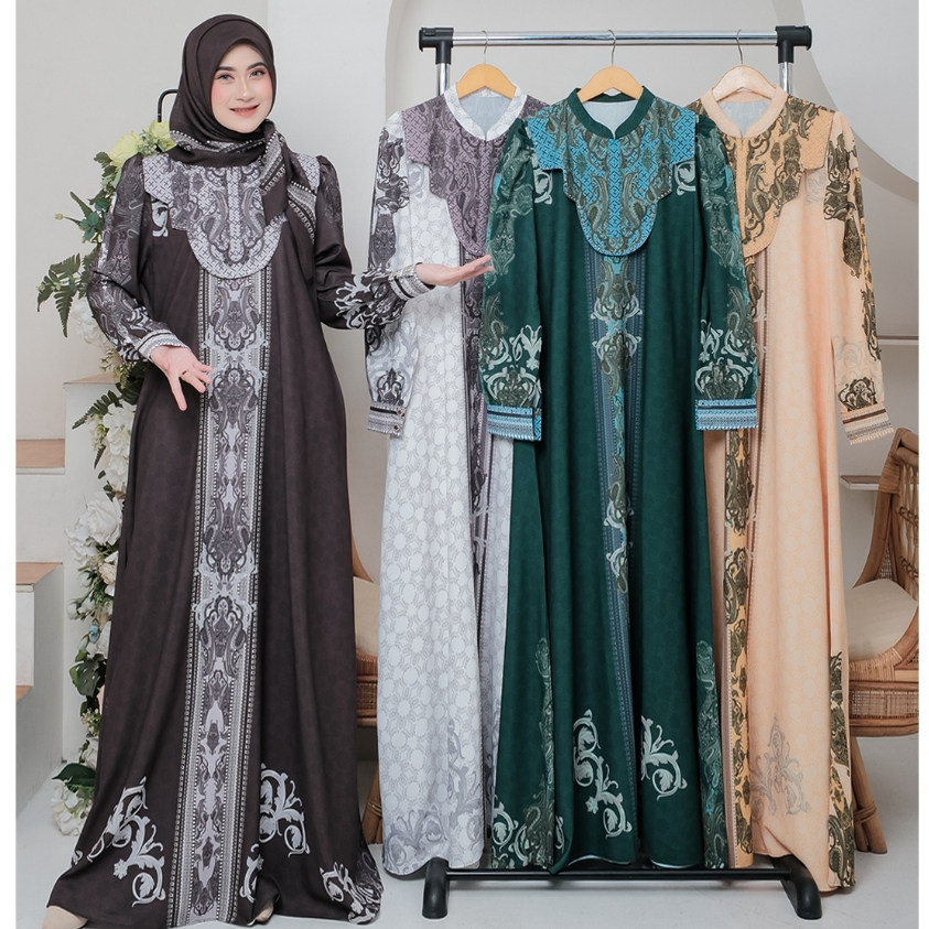 Humaira Dress Premium Muslimah | Gamis Motif Elegan, Anggun dan Mewah