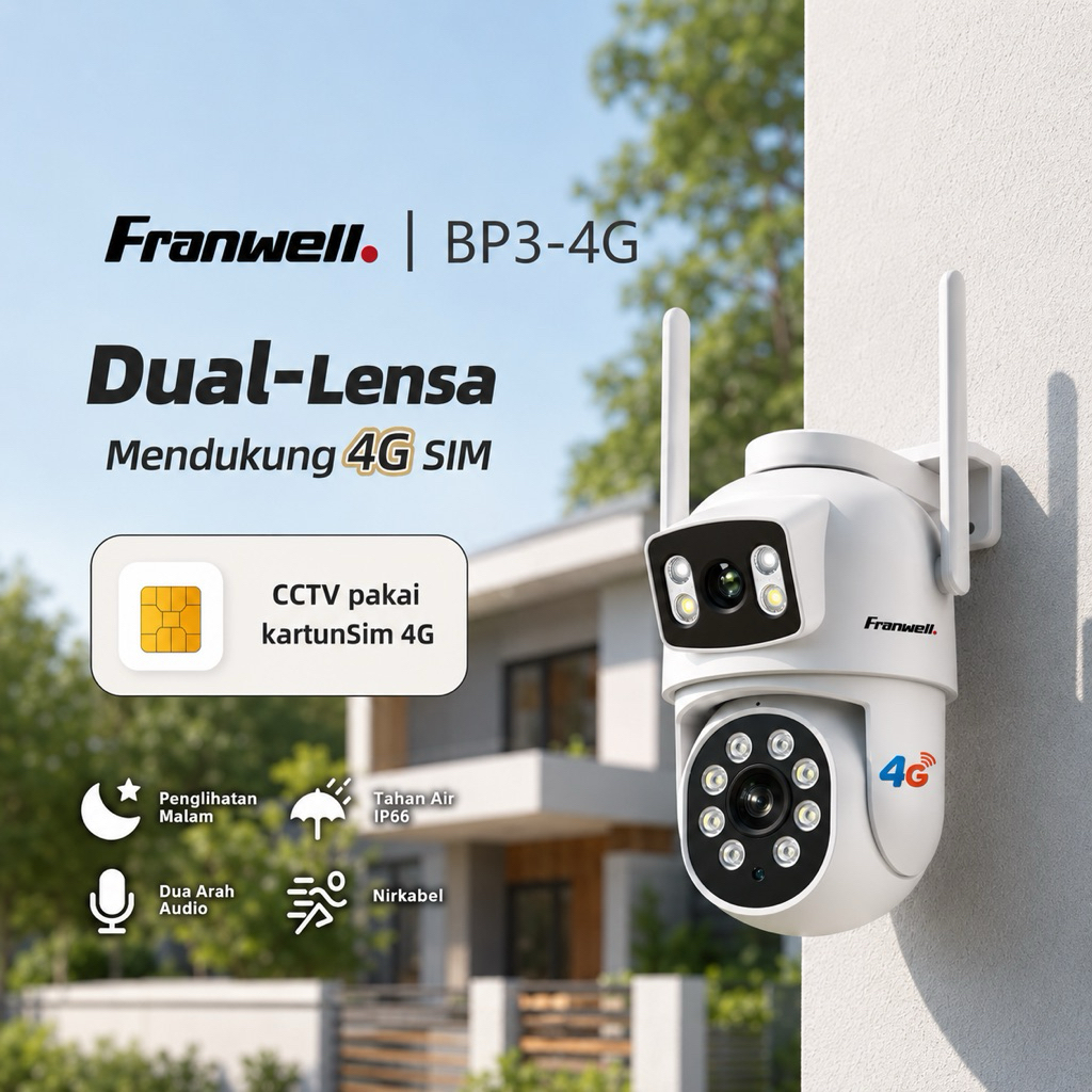 CCTV 4G 2 lensa - Franwell V380 PRO OUTDOOR Tahan Air Tanpa Wifi ( Pakai Kartu SIM) G5A 4G (BARU)