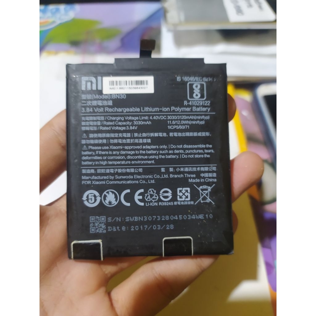 Baterai Redmi 4A Original Cabutan