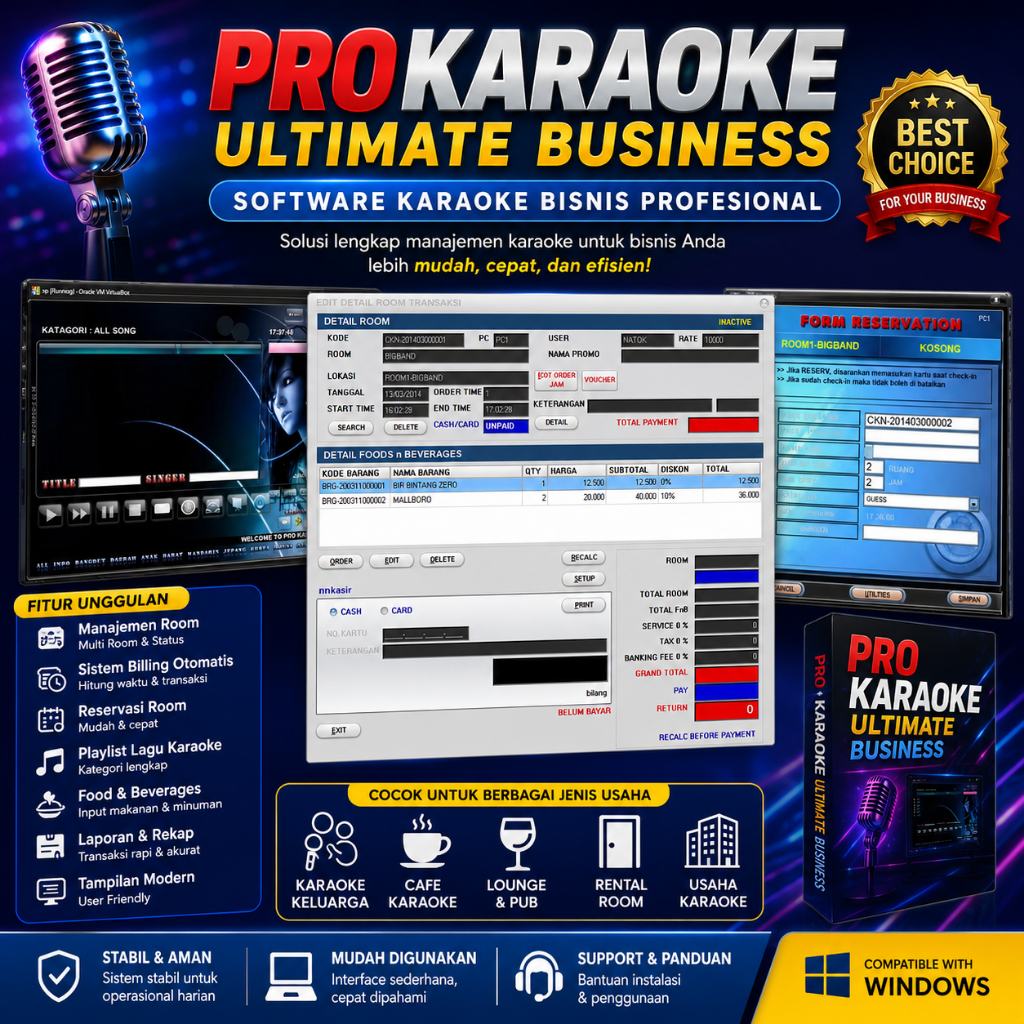 Software Karaoke Bisnis Prokaraoke Ultimate Busines | Client Server Full Version Lifetime