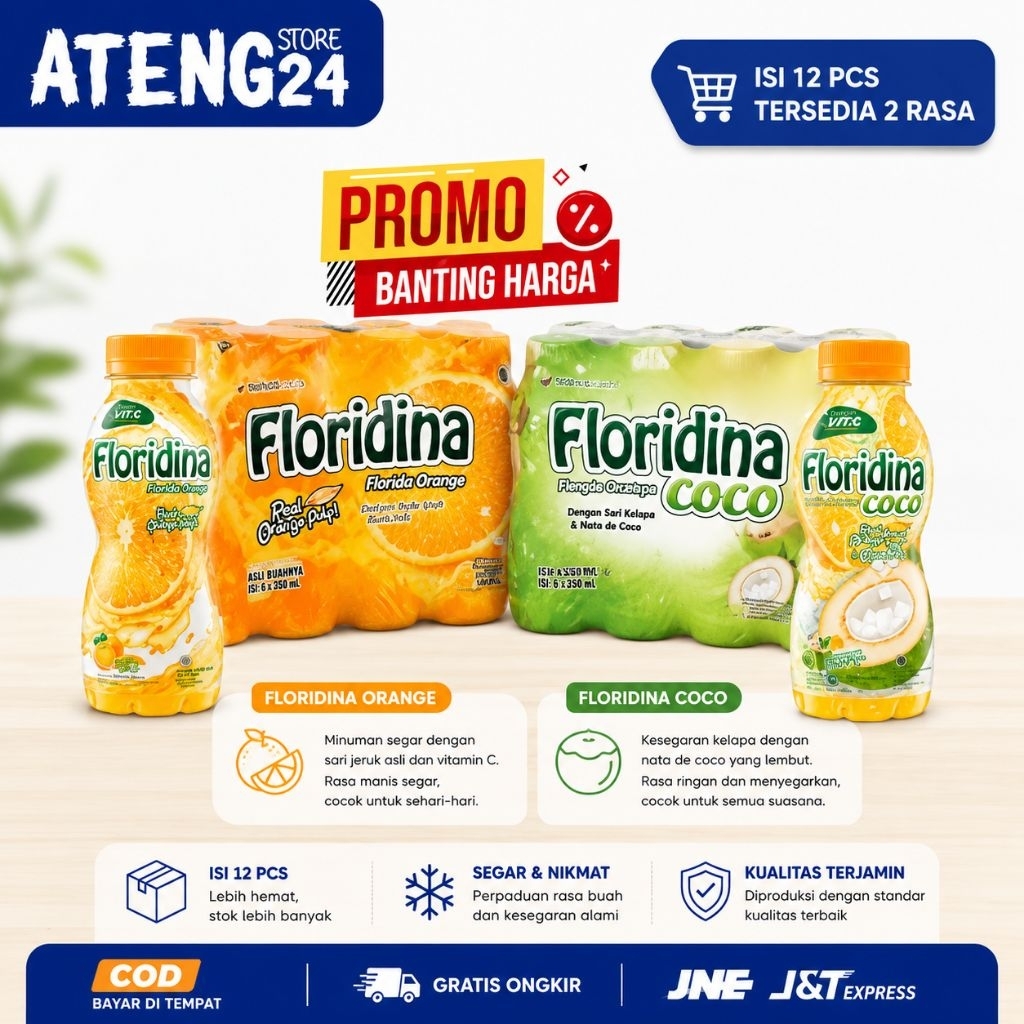 Florida Floridina 1 Dus Isi 12 PcsJus Jeruk Segar 350ml - Vitamin C