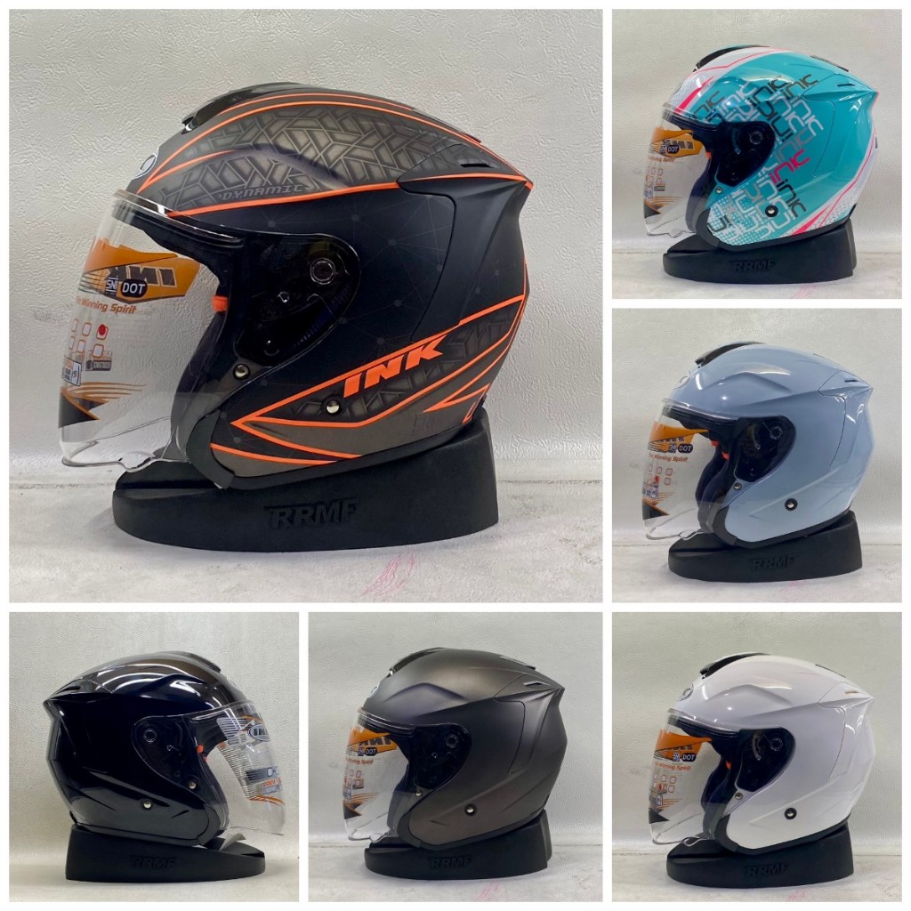 Helm INK Dynamic Polos Motif Kaca Bening - Helm Single Visor  Half Face Original Cowok Cewek