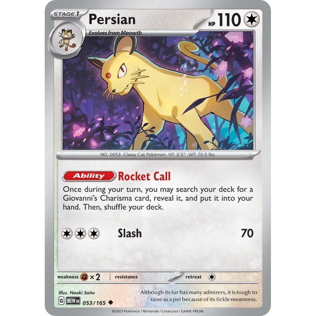 Tcg Pokemon Persian Mew 151