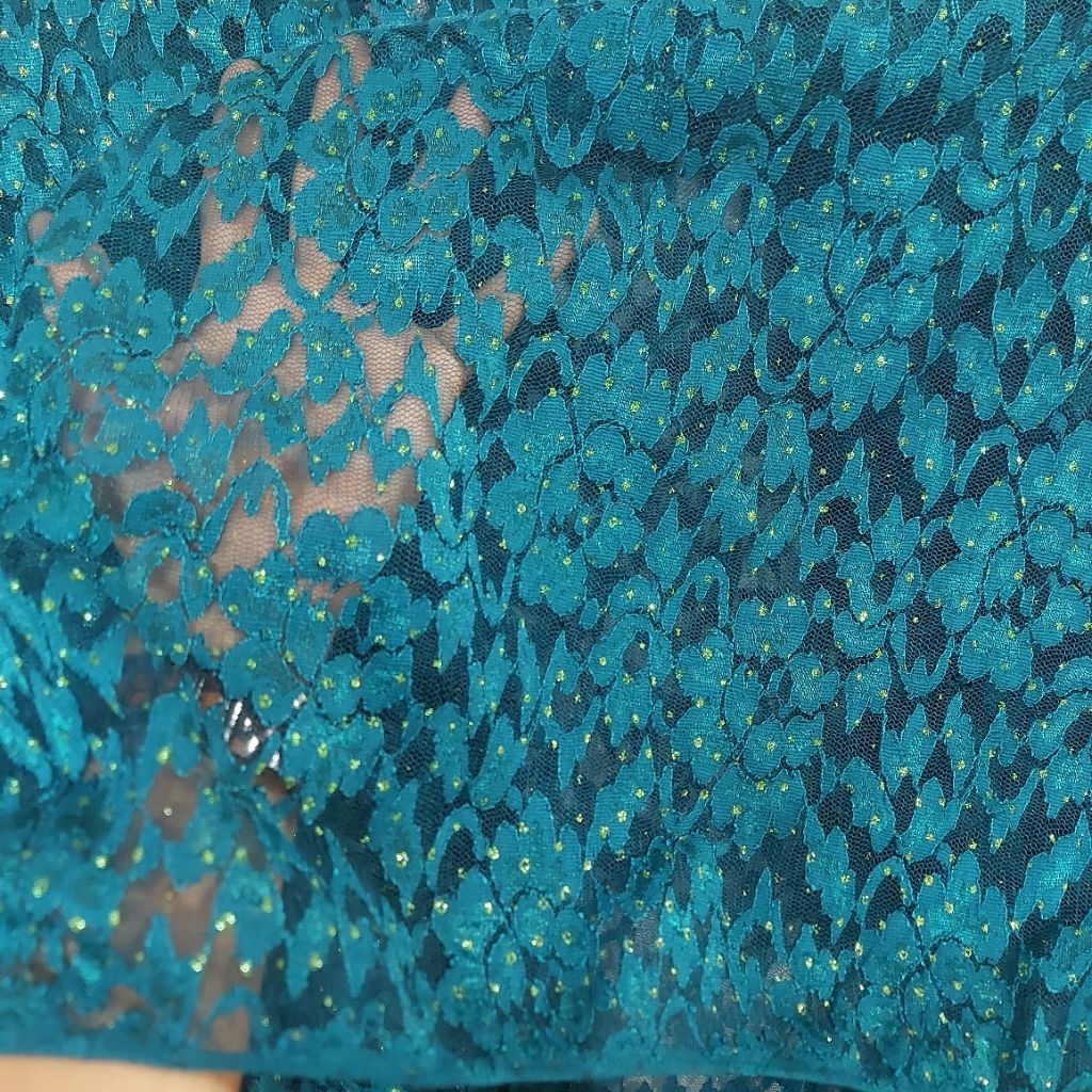 kain brokat premium - kain brokat motif terbaru  - kain brokat tulang ( biru emerald) w-1