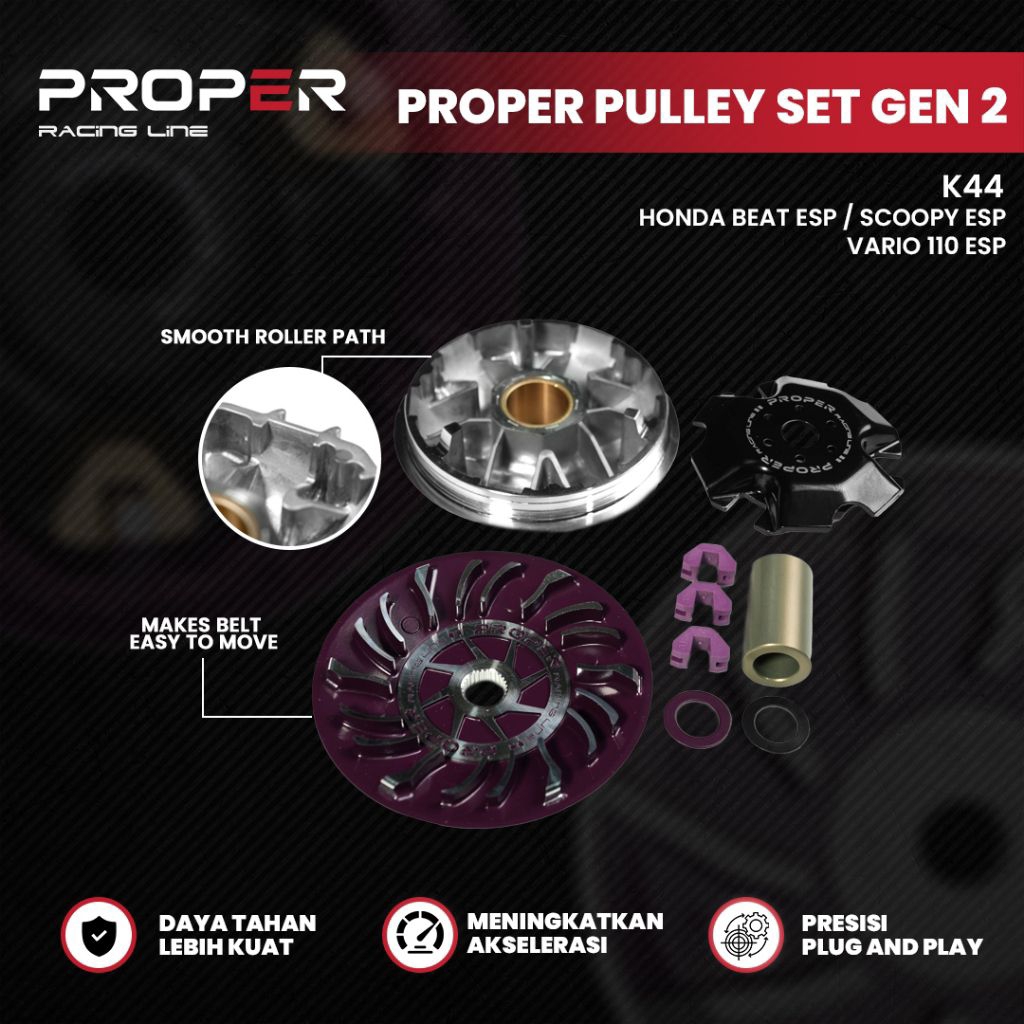 Pully Set Racing (PROPER) Beat Esp Scoopy Esp Vario 110 Esp Pully Depan Set Proper Racing Line