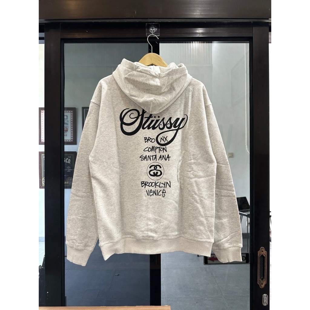 Stussy World Tour hoodie - Ash Heather (L)