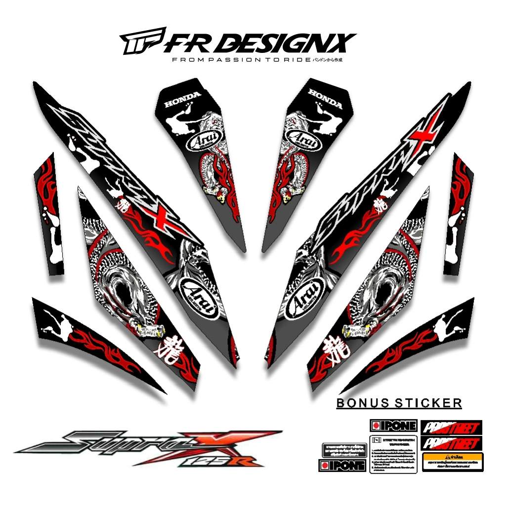 STRIPING STIKER DECAL SUPRA X 125 R 2007 - 2013 MTF DRAGON / FR DESIGNX / STRIPING MODIF