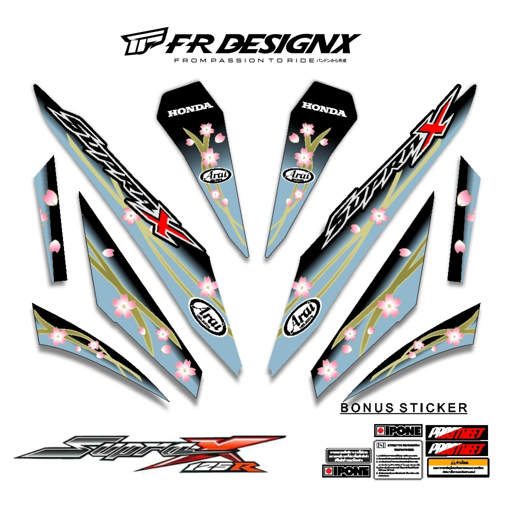 STRIPING STIKER DECAL SUPRA X 125 R 2007 - 2013 MTF SAKURA  / FR DESIGNX / STRIPING MODIF