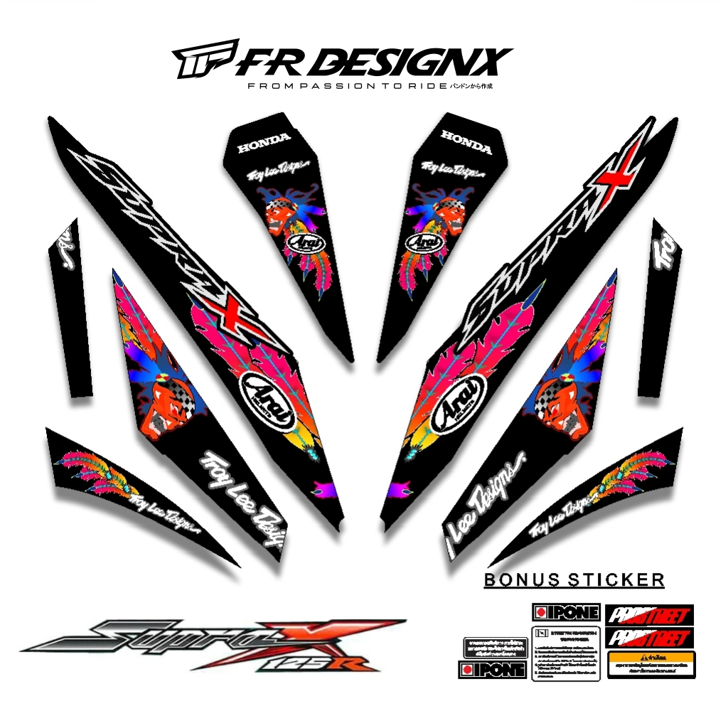 STRIPING STIKER DECAL SUPRA X 125 R 2007 - 2013 MTF SCOTT RUSSEL / FR DESIGNX / STRIPING MODIF