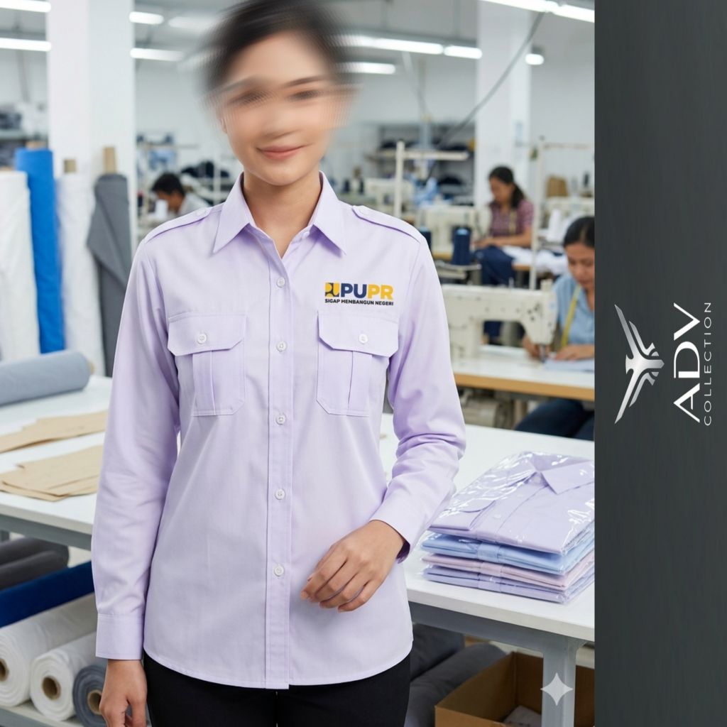 Kemeja PUPR Seragam Kementerian PUPR Putih PDH Lengan Panjang Wanita