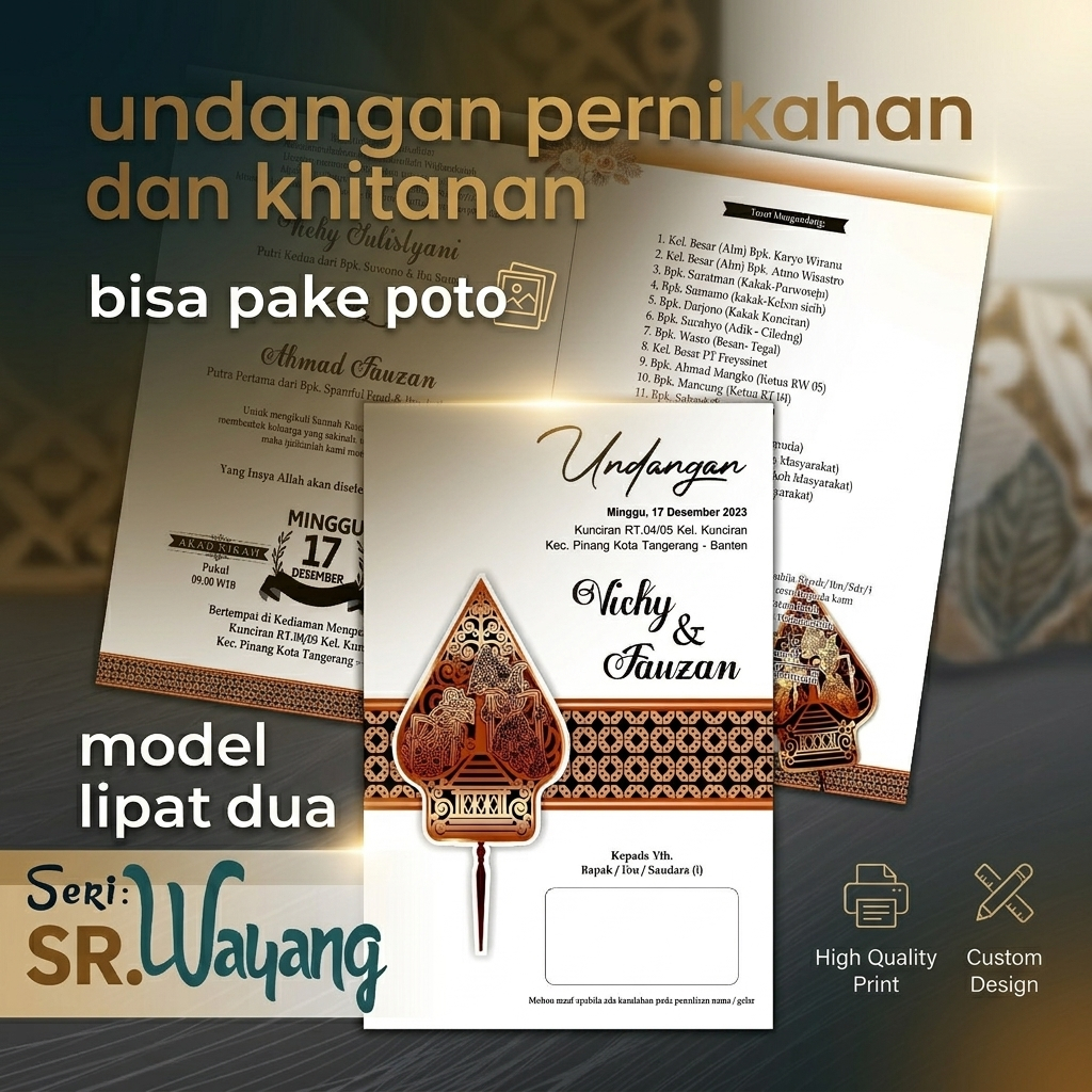 Undangan Pernikahan, Khitanan, Ngunduh Mantu, Model Wayang Elegan