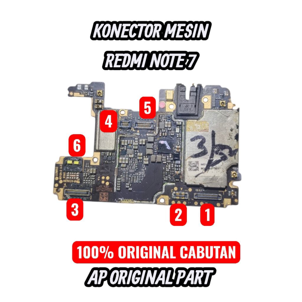 KONECTOR 100% ORI COPOTAN DI BOARD MESIN REDMI NOTE 7 - konector batrei konector lcd konector kamera