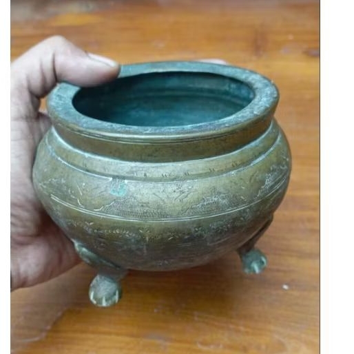 bokor kuningan ukir lawas antik jadul vintage