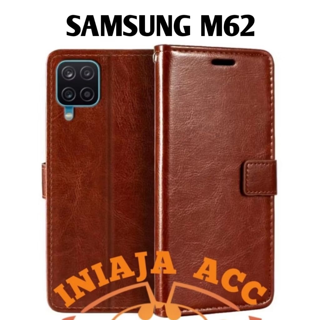 CASE SAMSUNG M62 LEATHER CASE SARUNG HP DOMPET KULIT FLIP COVER CASE BUKA TUTUP KESING DOMPET
