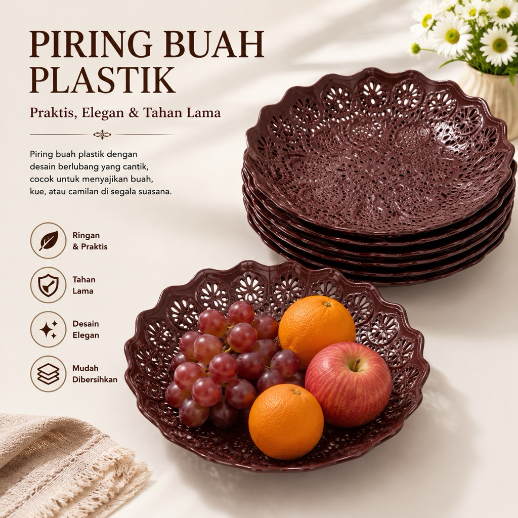 Piring Rotan Cekung Bahan Plastik Ukuran Besar
