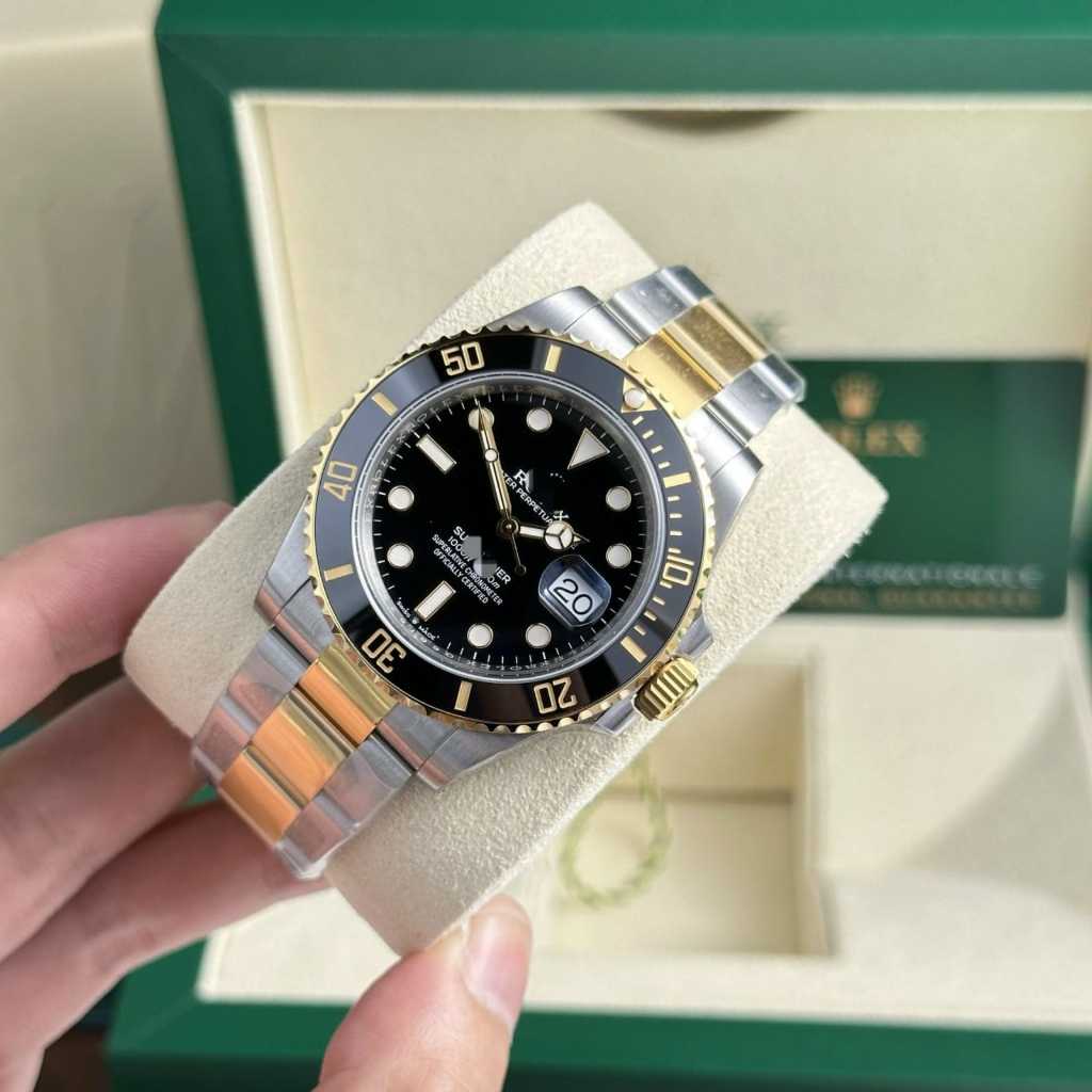 New Jam tangan pria Swiss VSF V3 Rolex Submariner Date Two Tone Gold 41MM, 3235 Movement Automatic