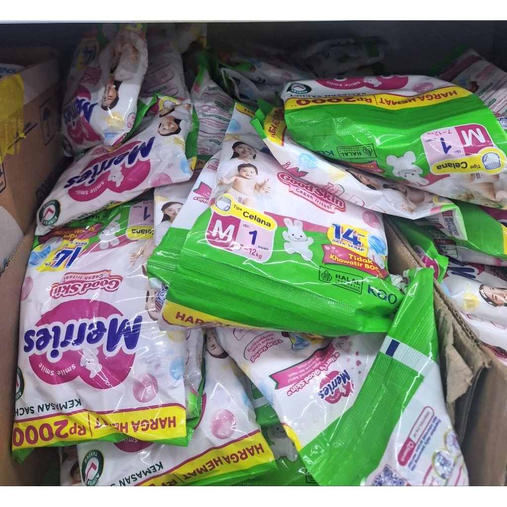Pampers popok Merries isi 12 pcs ukurapn M, L, XL (2 Renceng)