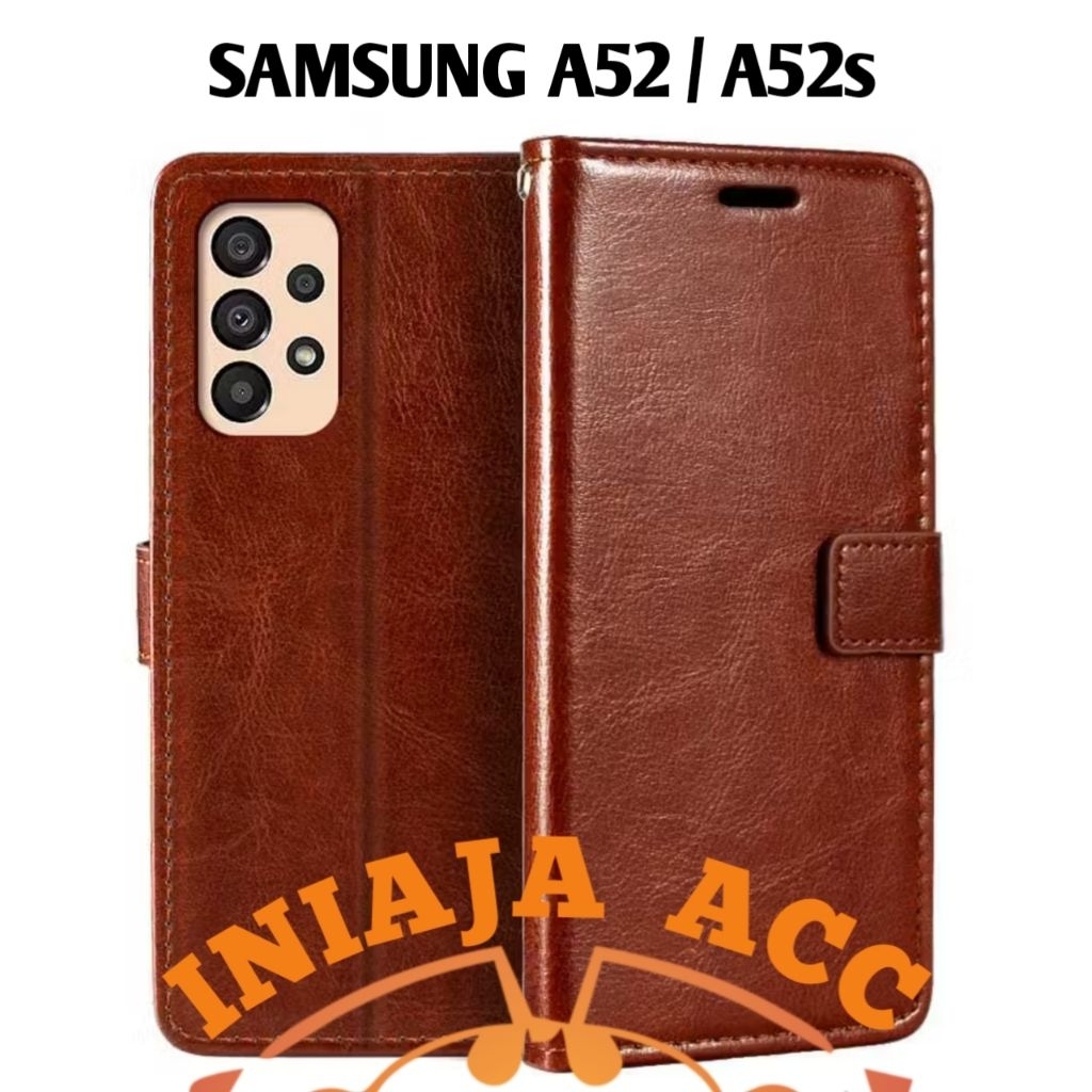 CASE SAMSUNG A52 / A52s LEATHER CASE SARUNG HP DOMPET KULIT FLIP COVER CASE BUKA TUTUP KESING DOMPET
