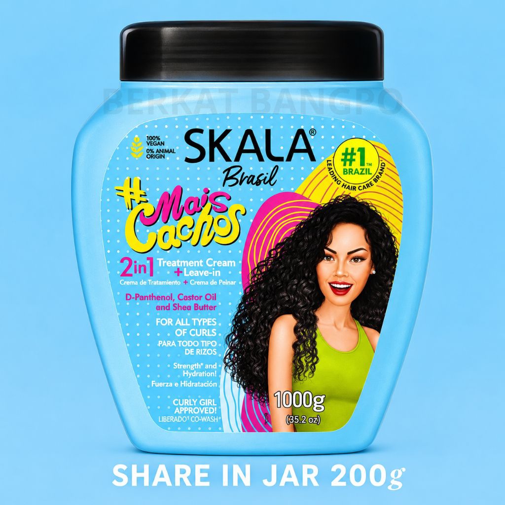 [Ready - Share In Jar 200g] - SKALA Brazil Mais Cachos 2in1 ORIGINAL| 2in1 Treatment + Leave-In Curl