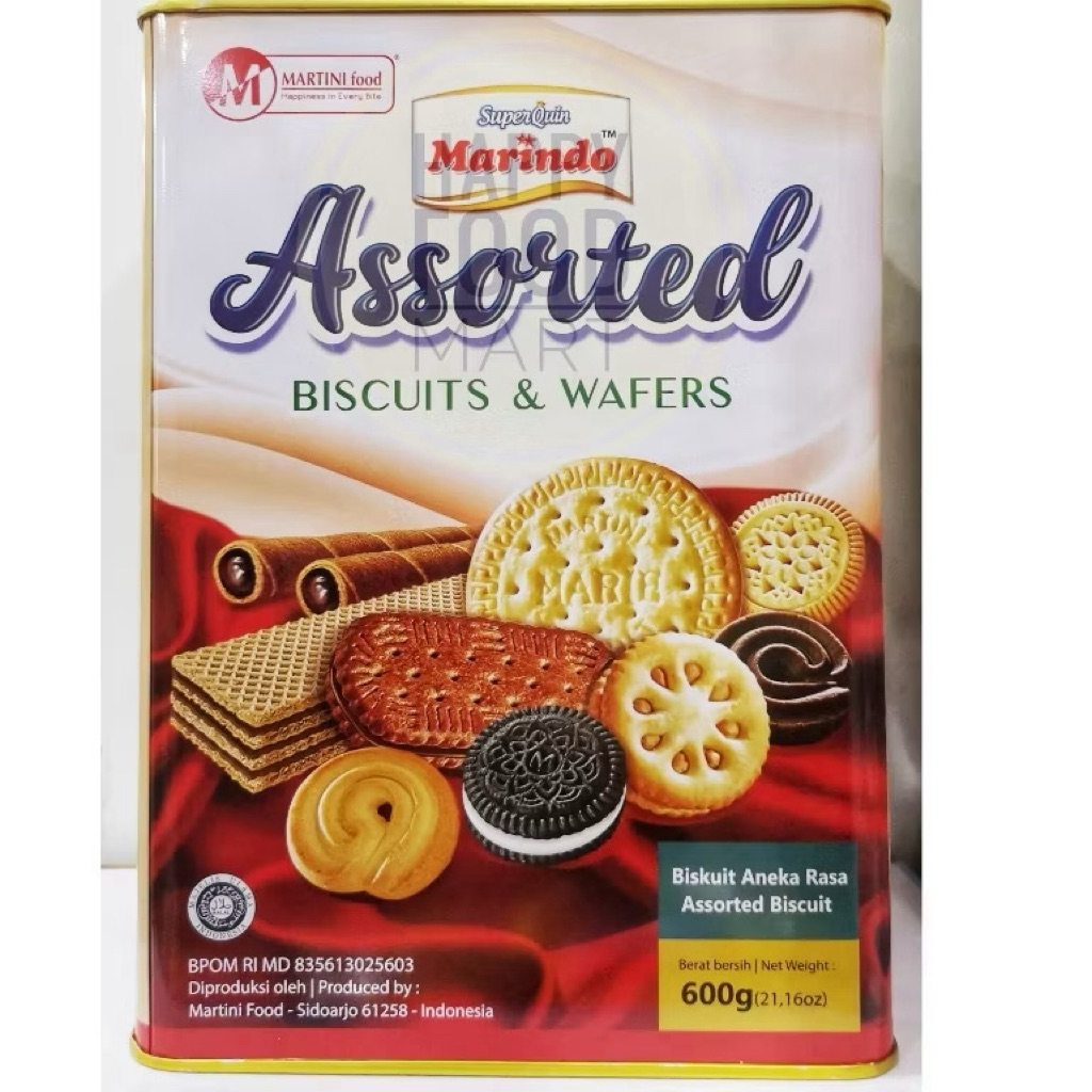 MAKANAN RINGAN BISKUIT KALENG MARINDO ASSORTED BISCUIT 600GR