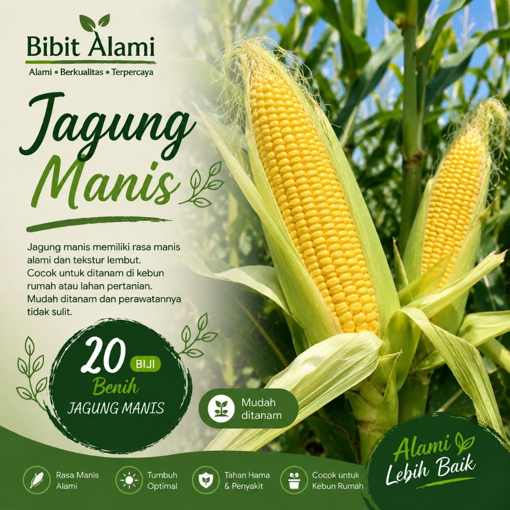 20 Biji Benih Jagung Manis Super F1 Sweet Corn Bibit Jagung Manis Unggul Cepat Panen Benih Jagung Sa