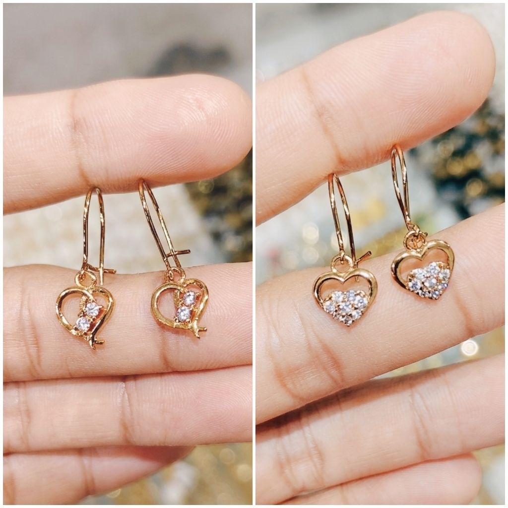 Anting Emas Acc Model Hati Permata Cantik - Anting Replika Emas Xuping