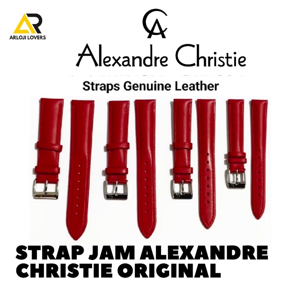 Strap/Tali Jam Alexandre Christie Straps Genuine Leather Original Warna Merah Maroon