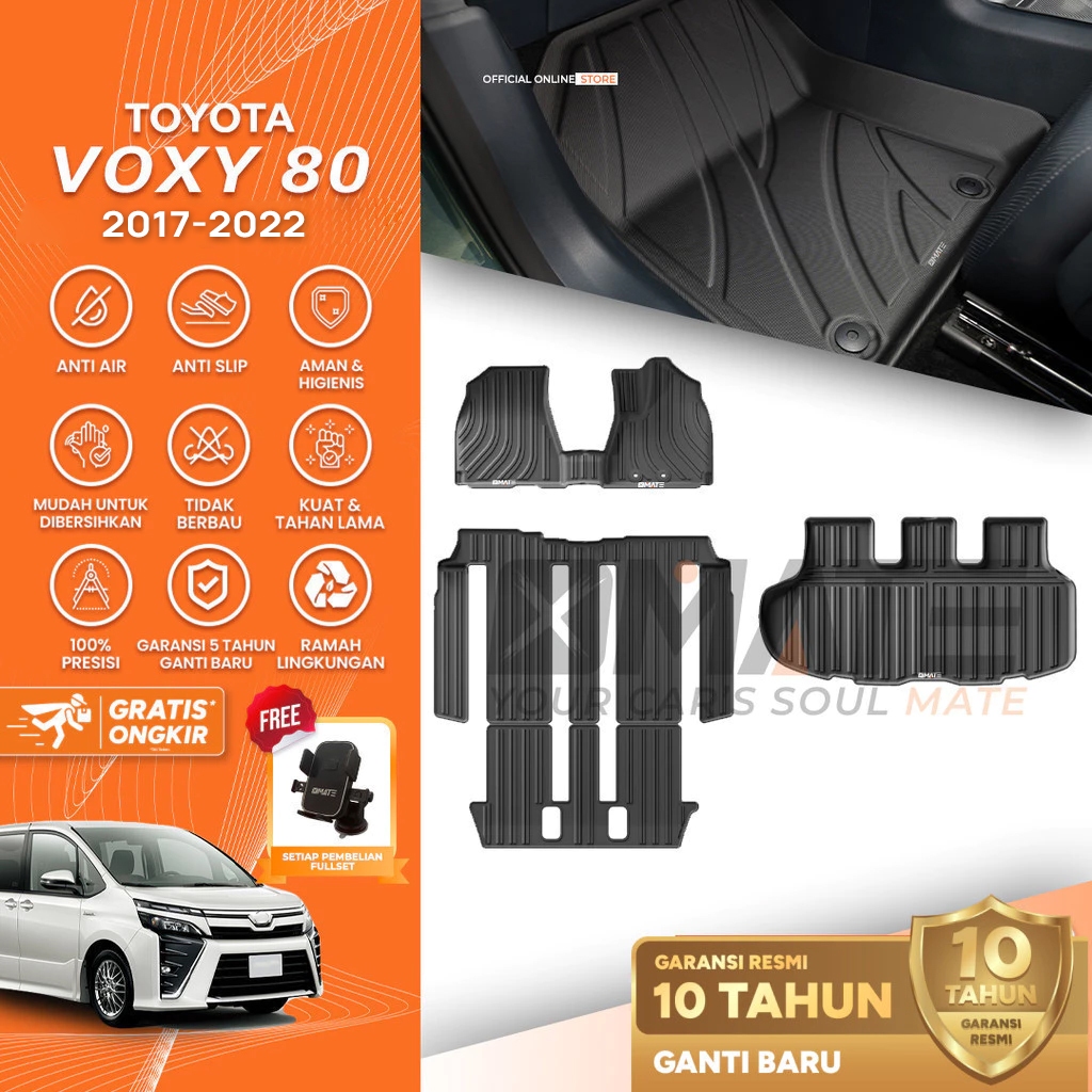 Xmate Karpet Mobil Toyota Voxy 80 2017-2022 Bahan TPE Premium 100% Presisi, Plug and Play, Anti Air,