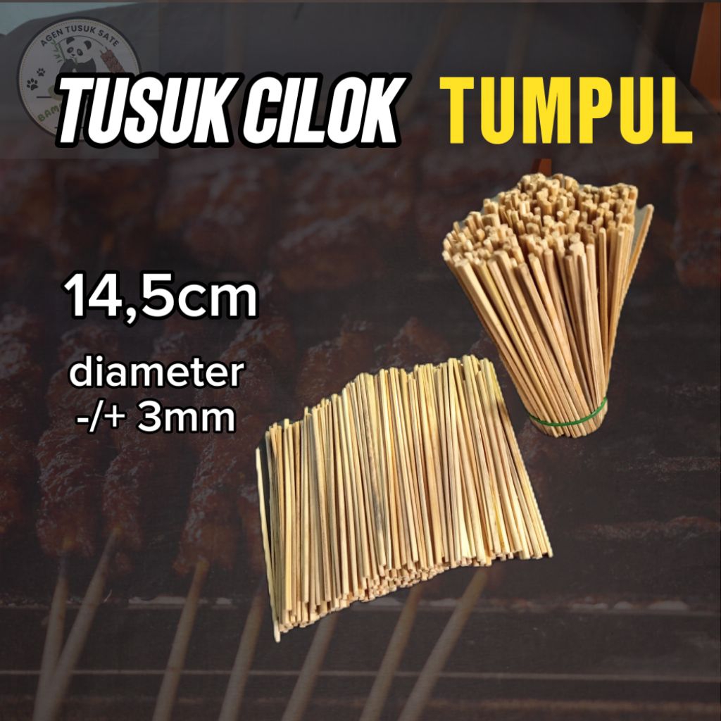 tusuk cilok tumpul 14,5cm tusuk pentol tebal tusuk bambu pendek tebal