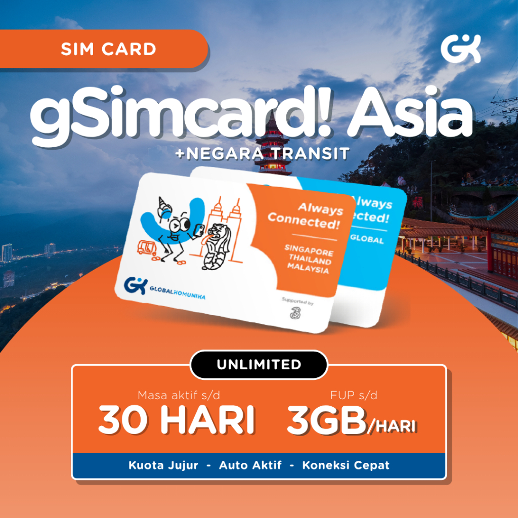 Sim Card Jepang, Singapore, Korea, Hongkong, China, Thailand, Malaysia Unlimited | Sim Asia Global K