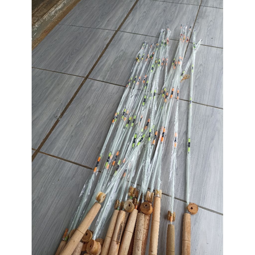 joran pancing putih kaku set komplit