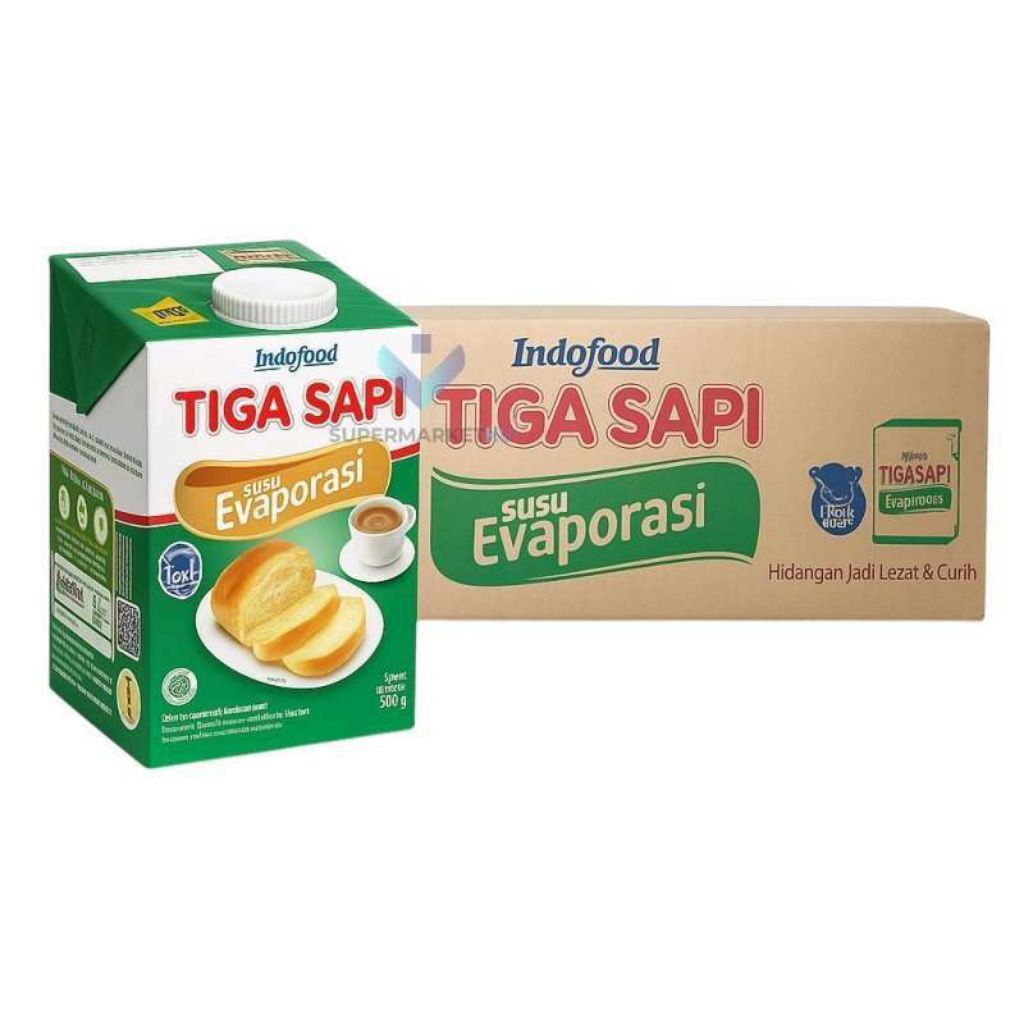 1 DUS 12 Pak Tiga Sapi Evaporasi 500g