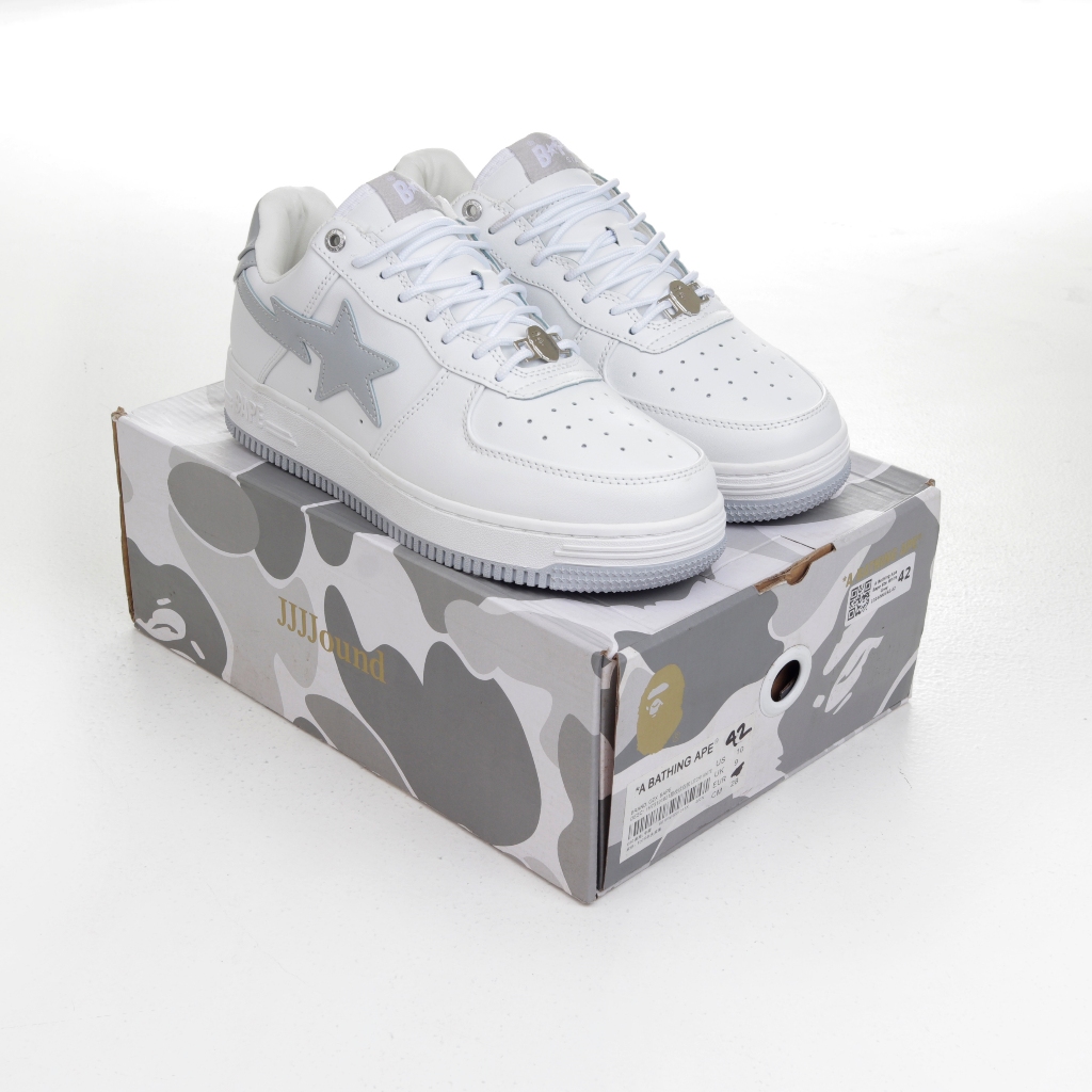 (SLKCK) Sepatu Sneakers A Bathing Ape Bape Sta White Grey