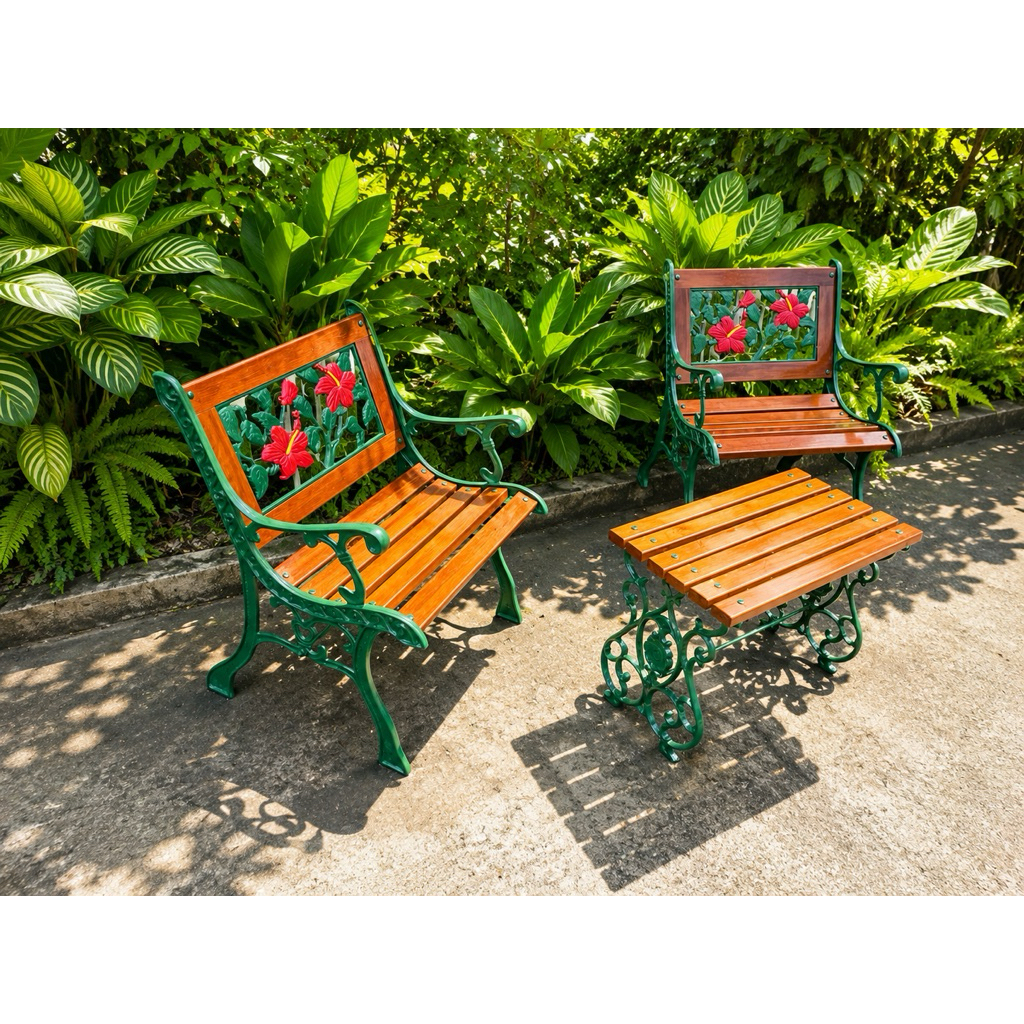 Kursi Taman Besi Single motif Bunga